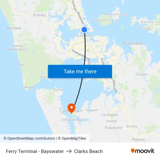 Ferry Terminal - Bayswater to Clarks Beach map
