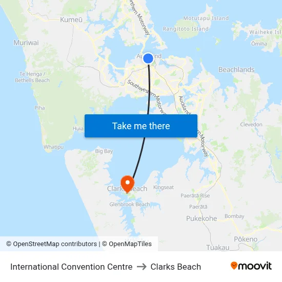 International Convention Centre to Clarks Beach map