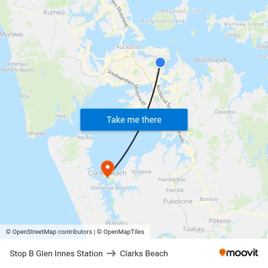 Stop B Glen Innes Station to Clarks Beach map