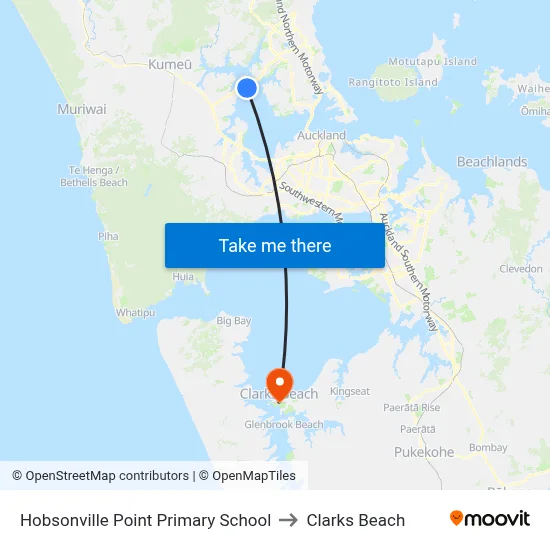 Hobsonville Point Primary School to Clarks Beach map