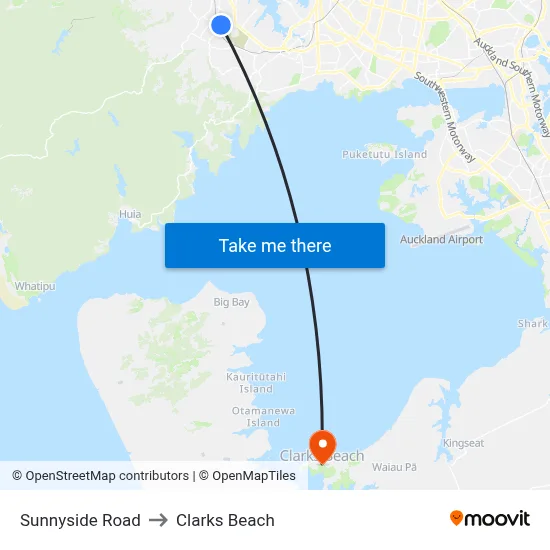 Sunnyside Road to Clarks Beach map