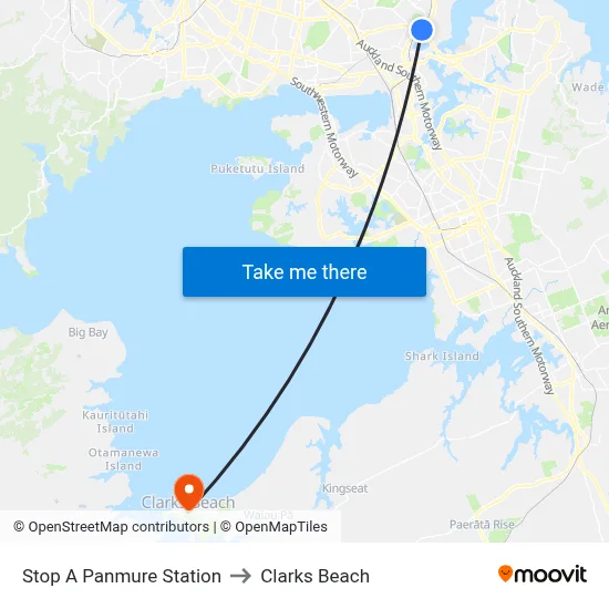Stop A Panmure Station to Clarks Beach map