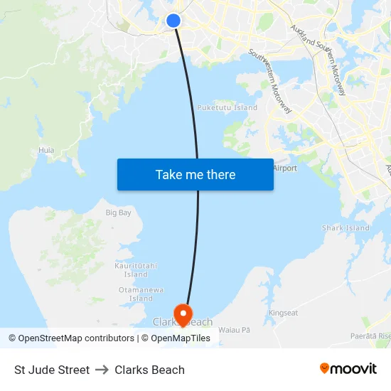 St Jude Street to Clarks Beach map