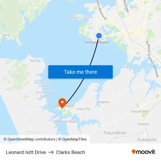 Leonard Isitt Drive to Clarks Beach map