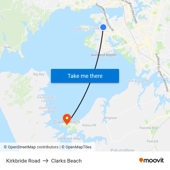 Kirkbride Road to Clarks Beach map