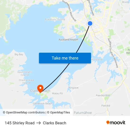 145 Shirley Road to Clarks Beach map