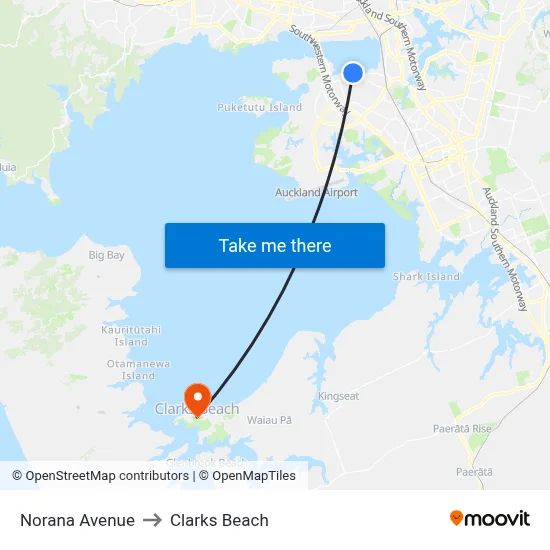 Norana Avenue to Clarks Beach map