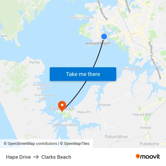 Hape Drive to Clarks Beach map