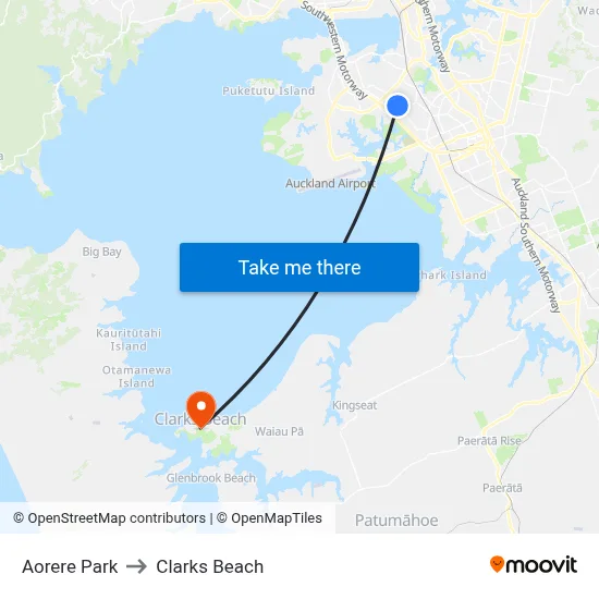 Aorere Park to Clarks Beach map