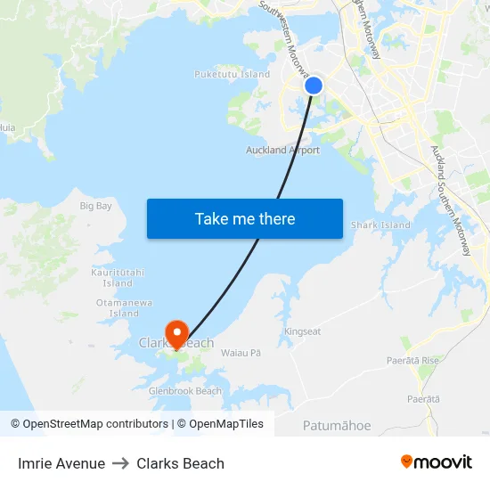Imrie Avenue to Clarks Beach map