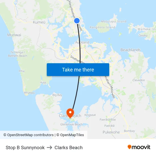 Stop B Sunnynook to Clarks Beach map