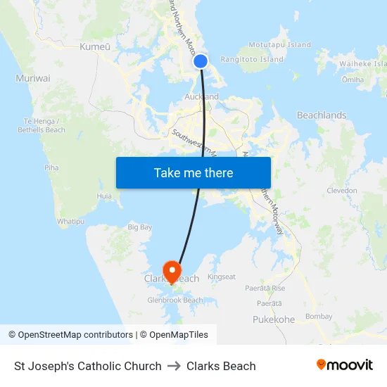 St Joseph's Catholic Church to Clarks Beach map