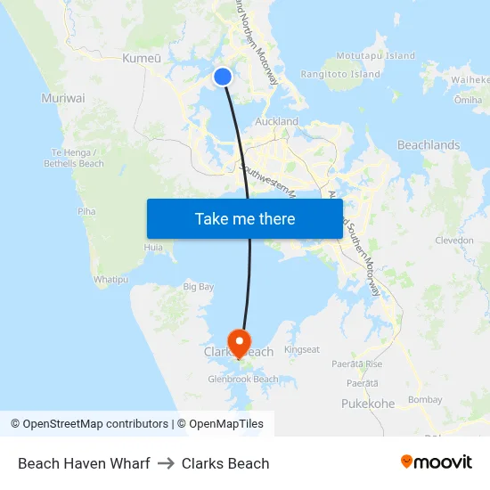 Beach Haven Wharf to Clarks Beach map