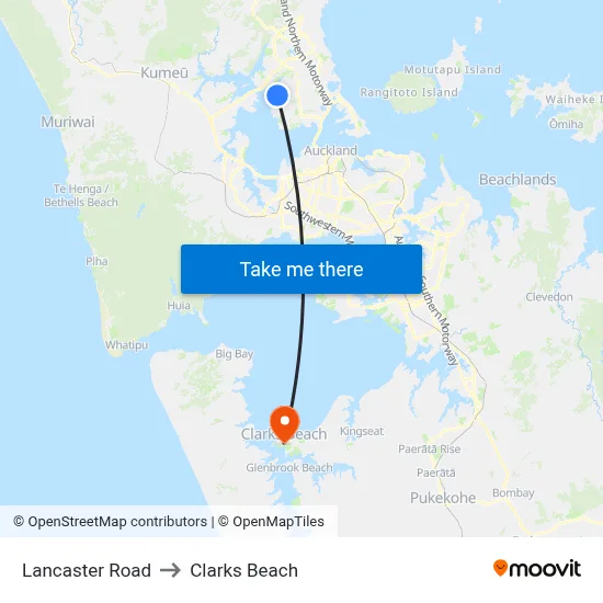 Lancaster Road to Clarks Beach map