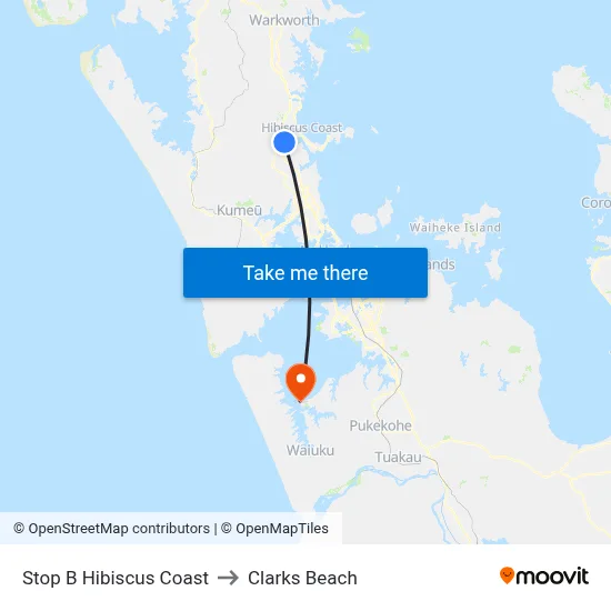 Stop B Hibiscus Coast to Clarks Beach map