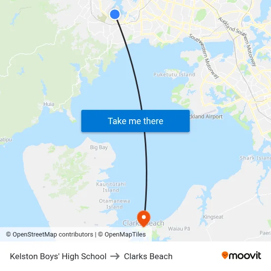 Kelston Boys' High School to Clarks Beach map