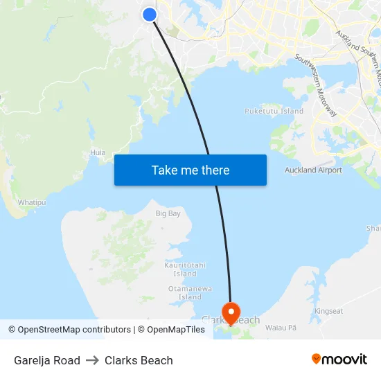 Garelja Road to Clarks Beach map