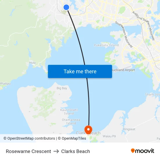 Rosewarne Crescent to Clarks Beach map