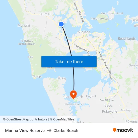 Marina View Reserve to Clarks Beach map