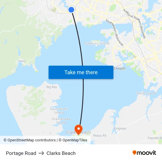 Portage Road to Clarks Beach map