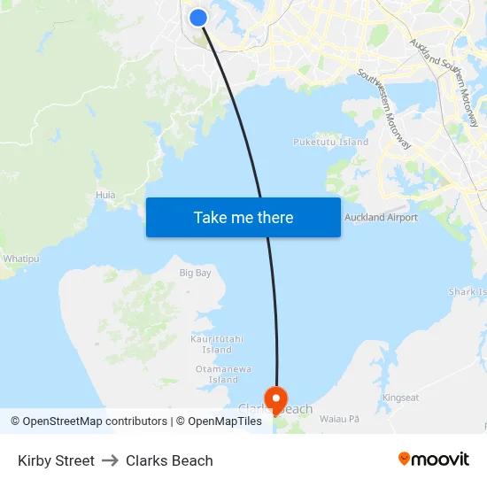 Kirby Street to Clarks Beach map