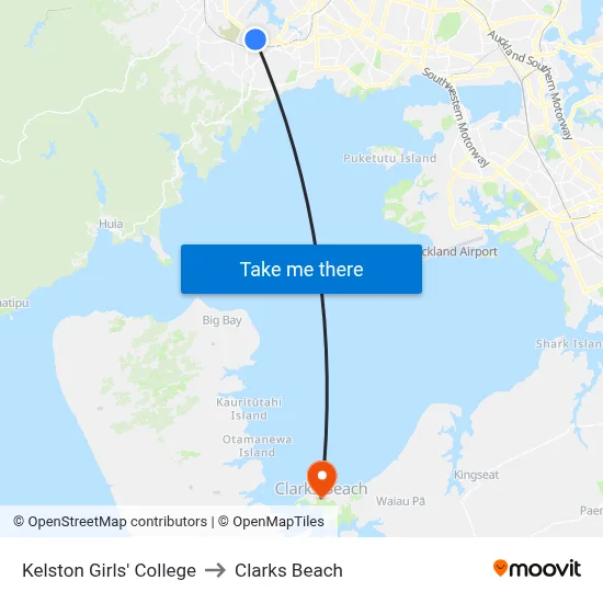 Kelston Girls' College to Clarks Beach map