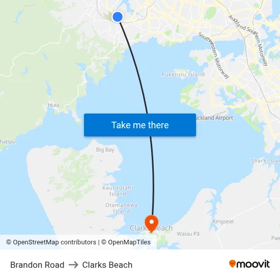Brandon Road to Clarks Beach map