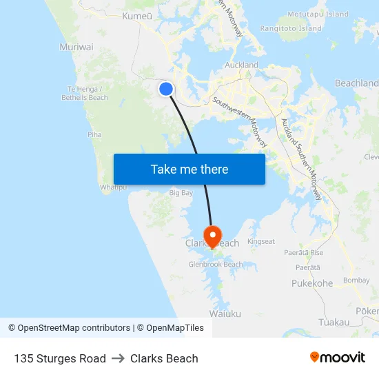 135 Sturges Road to Clarks Beach map