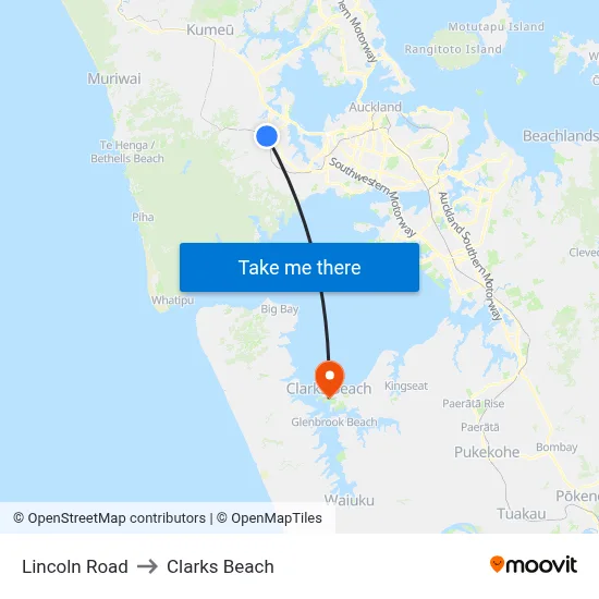 Lincoln Road to Clarks Beach map