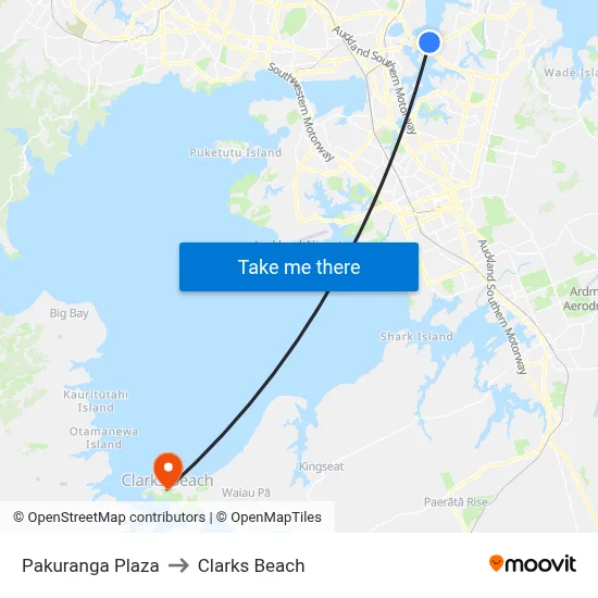Pakuranga Plaza to Clarks Beach map