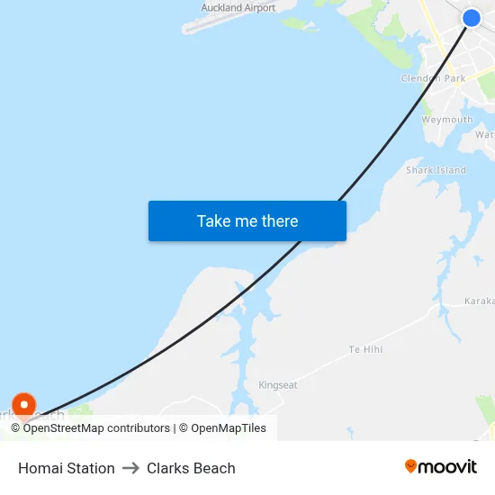 Homai Station to Clarks Beach map