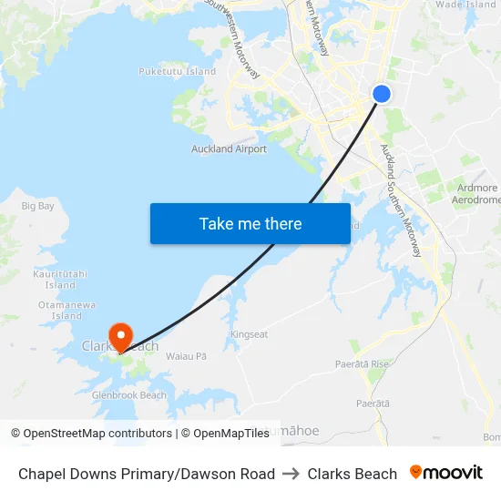 Chapel Downs Primary/Dawson Road to Clarks Beach map