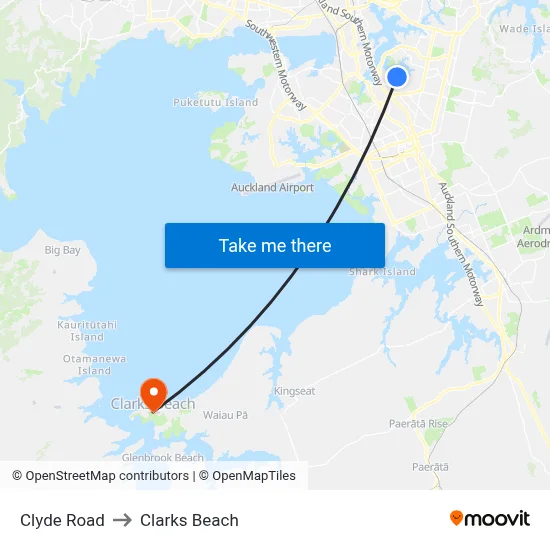 Clyde Road to Clarks Beach map