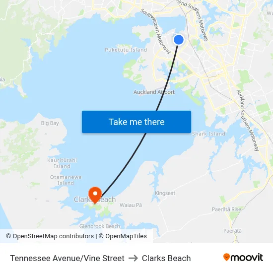 Tennessee Avenue/Vine Street to Clarks Beach map