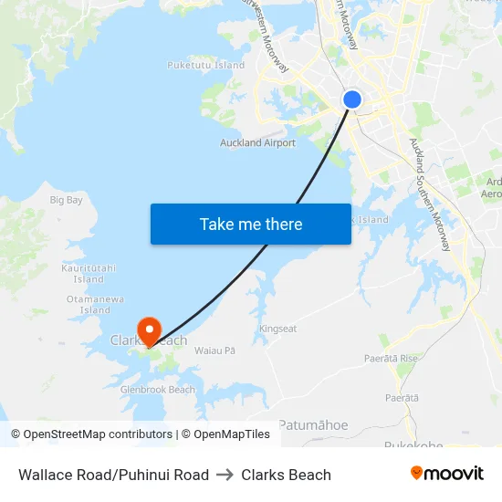 Wallace Road/Puhinui Road to Clarks Beach map