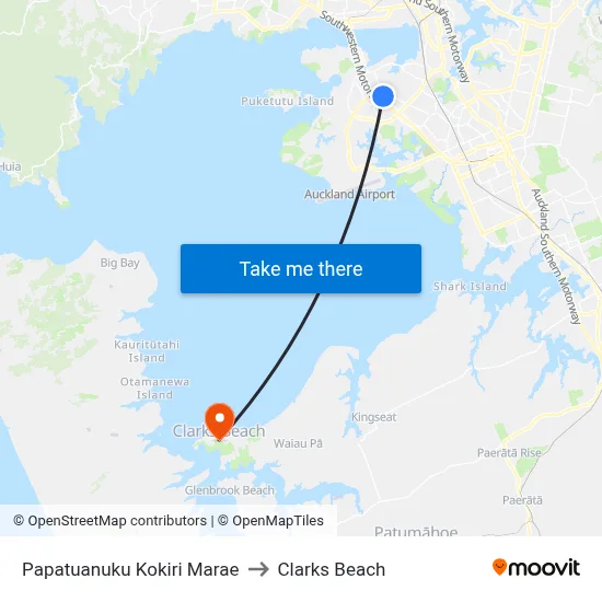 Papatuanuku Kokiri Marae to Clarks Beach map