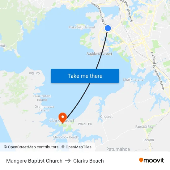 Mangere Baptist Church to Clarks Beach map