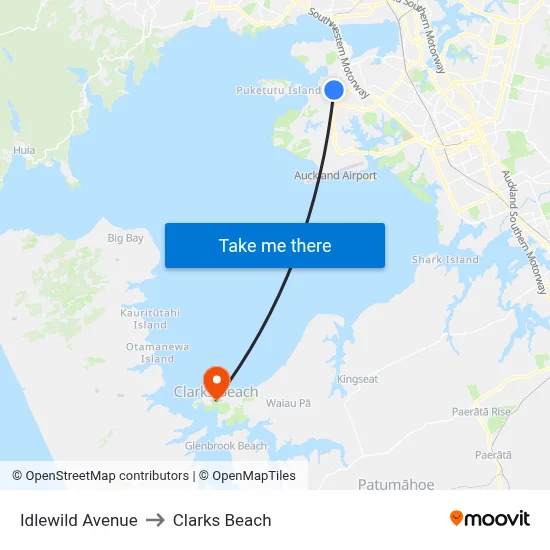 Idlewild Avenue to Clarks Beach map