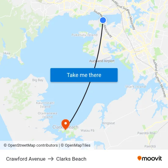 Crawford Avenue to Clarks Beach map