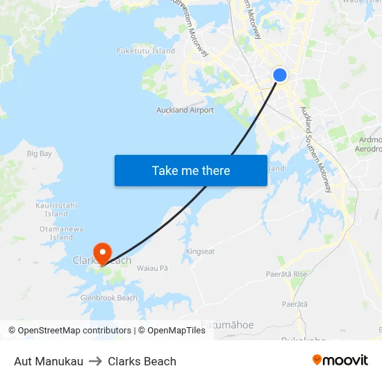 Aut Manukau to Clarks Beach map