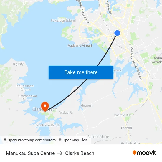Manukau Supa Centre to Clarks Beach map