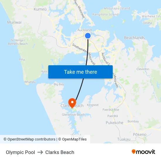 Olympic Pool to Clarks Beach map