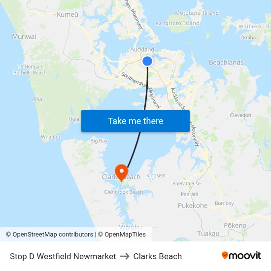 Stop D Westfield Newmarket to Clarks Beach map