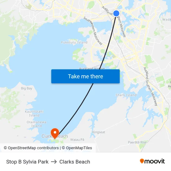 Stop B Sylvia Park to Clarks Beach map