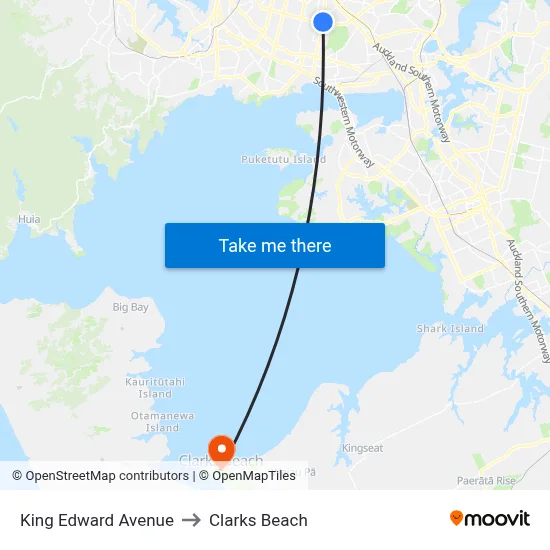 King Edward Avenue to Clarks Beach map