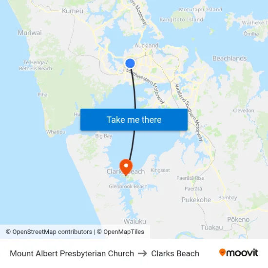 Mount Albert Presbyterian Church to Clarks Beach map
