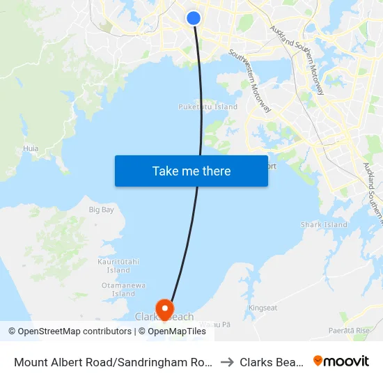 Mount Albert Road/Sandringham Road to Clarks Beach map