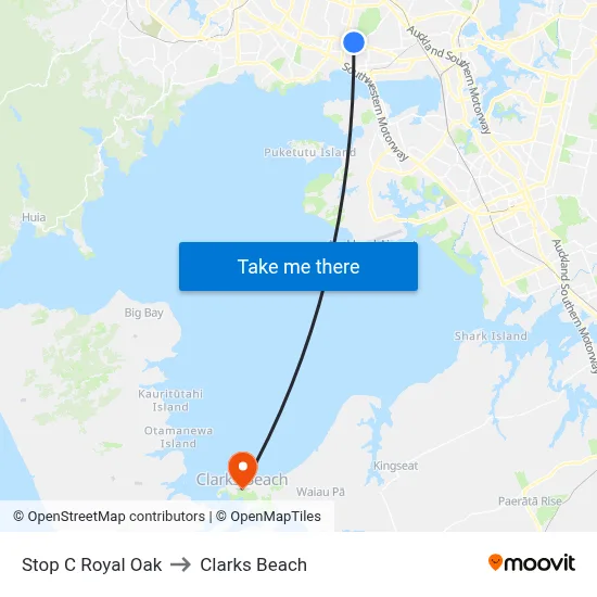 Stop C Royal Oak to Clarks Beach map