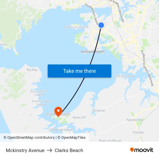 Mckinstry Avenue to Clarks Beach map