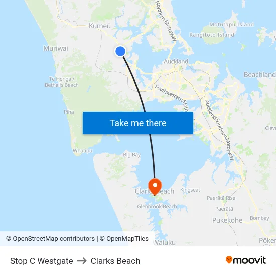 Stop C Westgate to Clarks Beach map